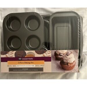 IKO 5 Piece Set Cookie Sheet, 9 X 13 Baking Pan, Muffin, Square, and Loaf Pan